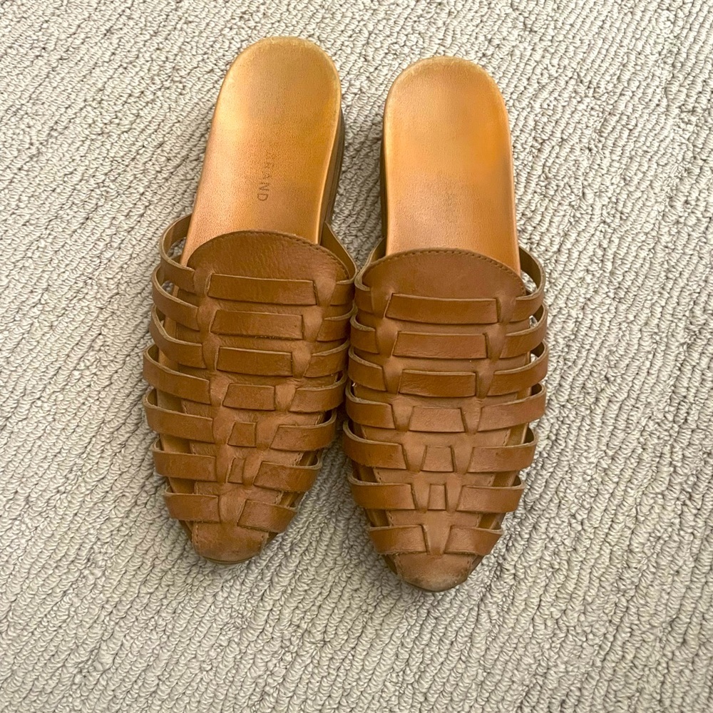 Woven leather mules